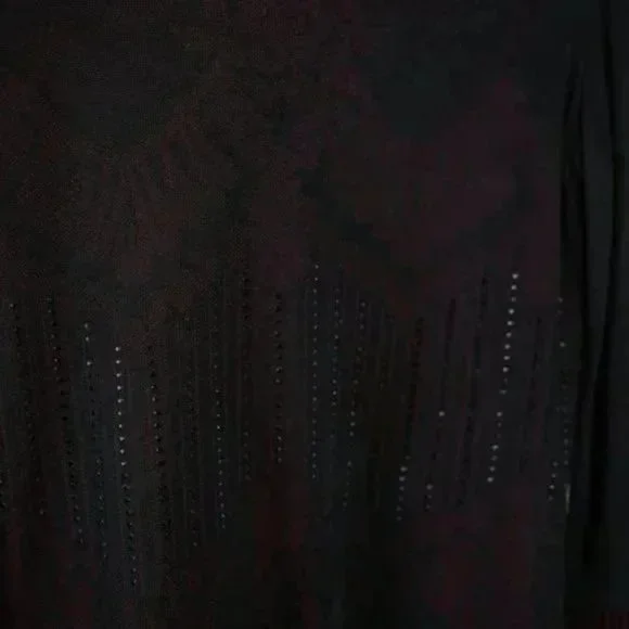 Escada Black and Red Rhinestone Damask Top